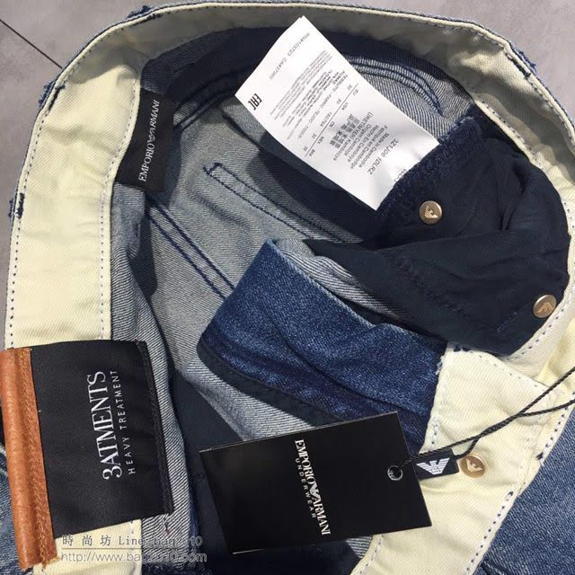 Armani男裝 19春夏新款 阿瑪尼牛仔褲 淺藍色洗水牛仔褲  tzy1837